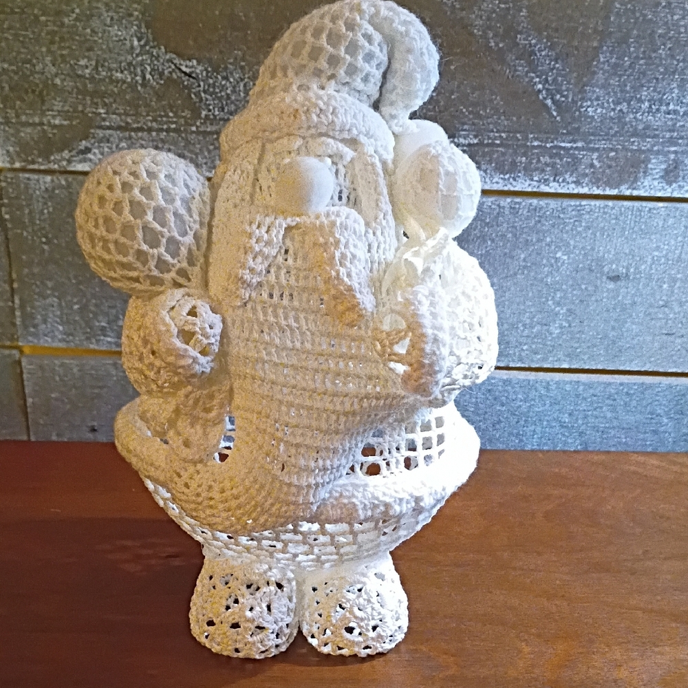 Vintage Crocheted Starched Santa Claus